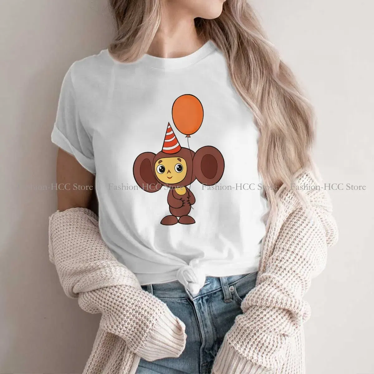 Color: black, Size: XXXL - Cheburashka Che Burashka Gena Russian Cartoon Polyester TShirts Birthday Distinctive Homme T Shirt Hipster Clothing
