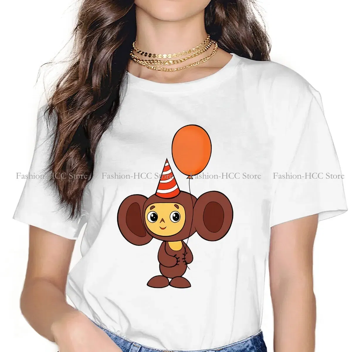 Color: black, Size: XXXL - Cheburashka Che Burashka Gena Russian Cartoon Polyester TShirts Birthday Distinctive Homme T Shirt Hipster Clothing