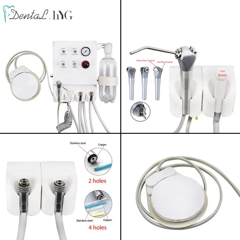 Color: Black, Ships From: CHINA - Portable Dental Turbine Unit Air Control 3 Way Syringe Handpiece Tubing Foot Switch Dental Equipments Work With Air Compressor