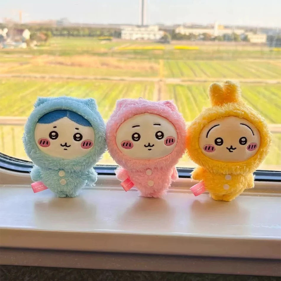 Color: WHITE - 10CM Chiikawa Pajama Plush Pendant Keychain Cartoon Usagi Hachiware Usachi Doll Pendant Keychains Chiikawa Plush Doll Toys Gifts