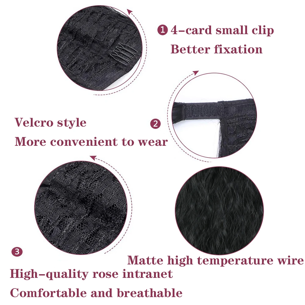 Color: T4/27/30, Stretched Length: 22inches - Synthetic Long Corn Wavy Ponytail Hairpiece Wrap on Hair Clip Ombre Brown Blonde Hair Extensions Pony Tail