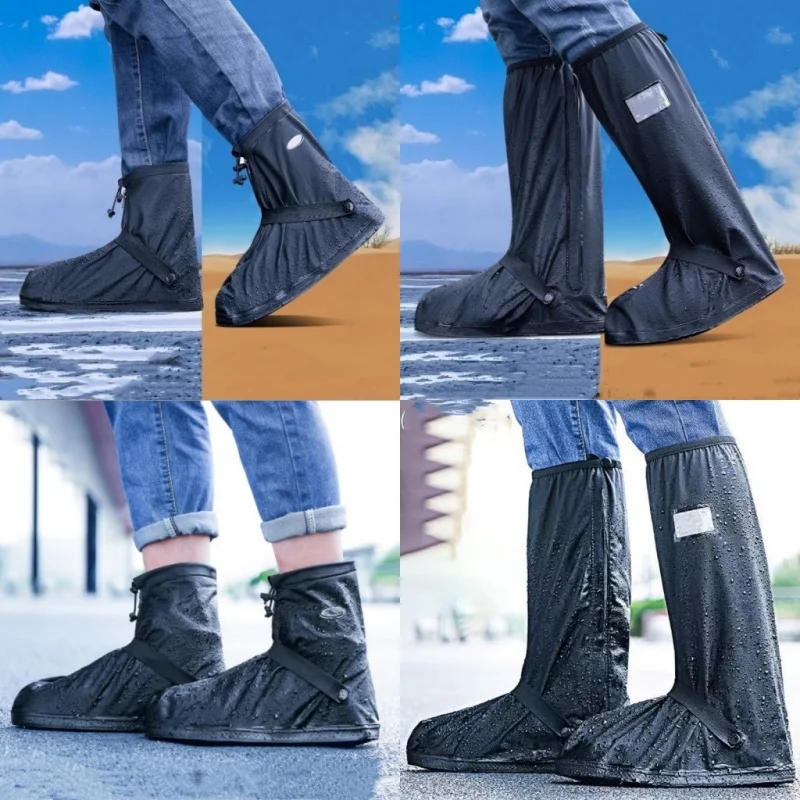 Color: Brown, Size: XL - Reusable Anti-Slip PU Leather Waterproof Shoes Cover Water Boots Cycling Hiking Overshoes Rain Snow Wet Sand Shoes Protectors
