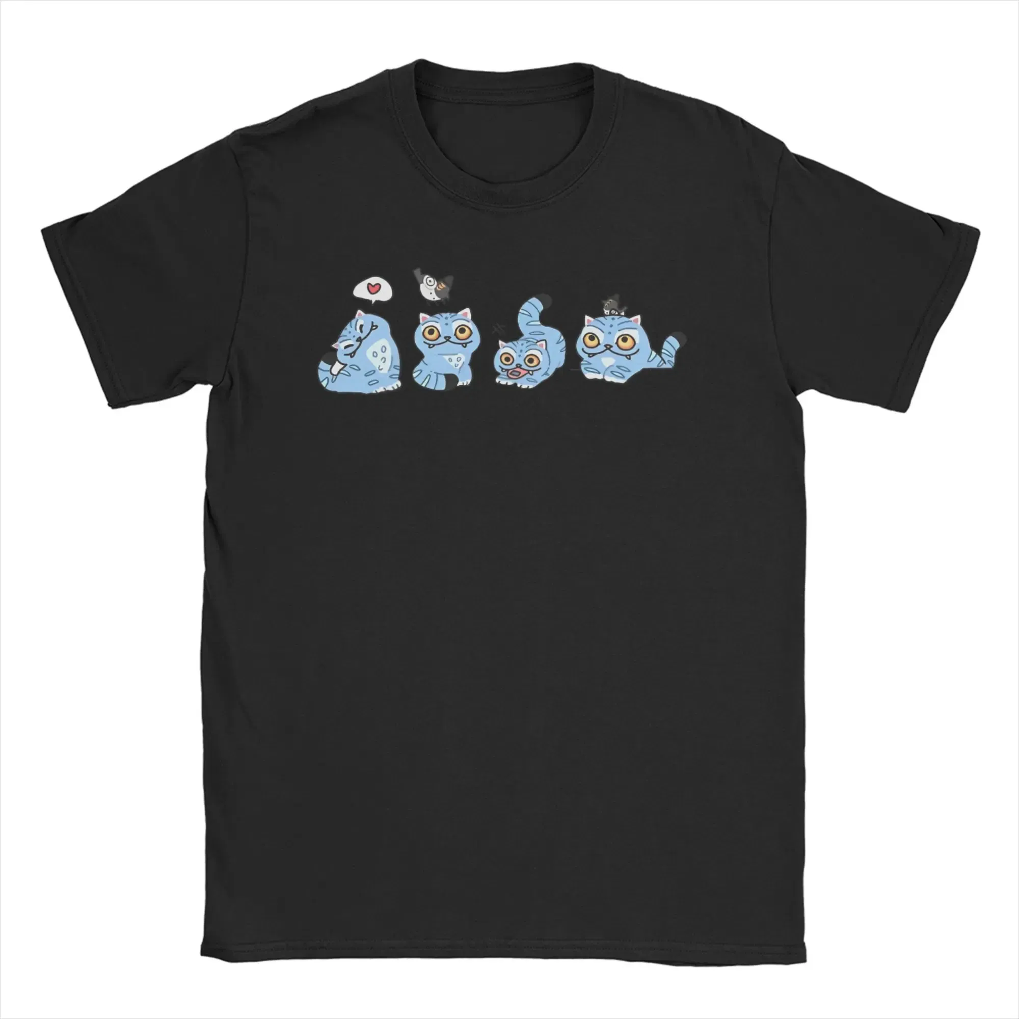 Color: SKY BLUE, Size: XXL - Derpy Tiger Cat T Shirt Men Women's Cotton Unique T-Shirt Round Collar Huntrix Kpop Demon Hunters Tees Short Sleeve 4XL 5XL 6XL