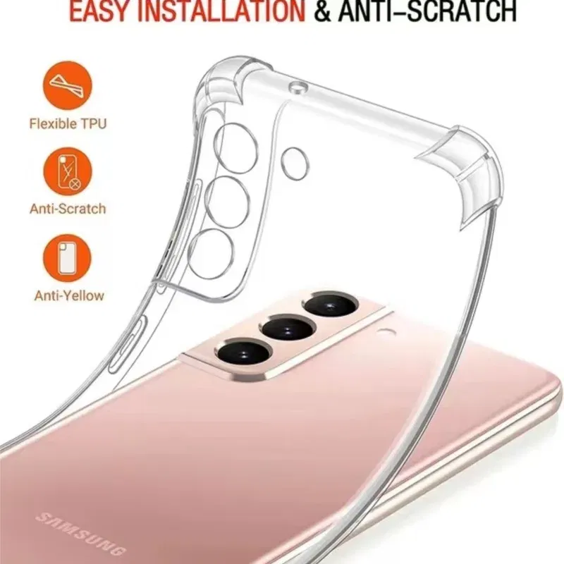 Color: Pink - Clear Shockproof Case for Samsung Galaxy A16 A36 A25 A35 A55 A15 A54 A34 A14 A24 A05S A73 A53 A33 A23 A13 4G 5G Back Cover