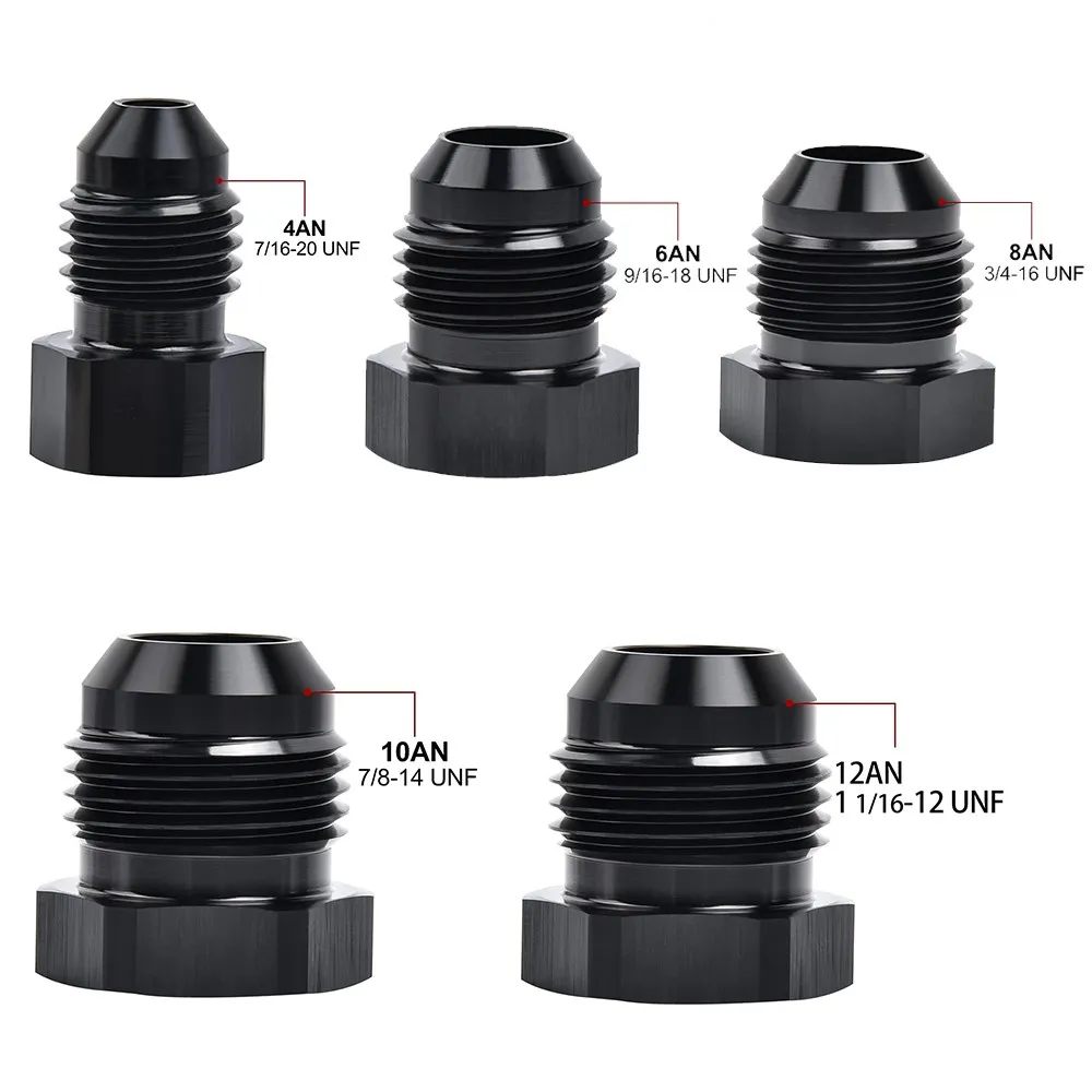 Color: black, Ships From: CHINA - AN4 AN6 AN8 AN10 AN12 Aluminum Male Flare Thread Hexagon Head Blanking Plugs Fitting Hex Cap Lock Hose Fitting Adapters Anodized