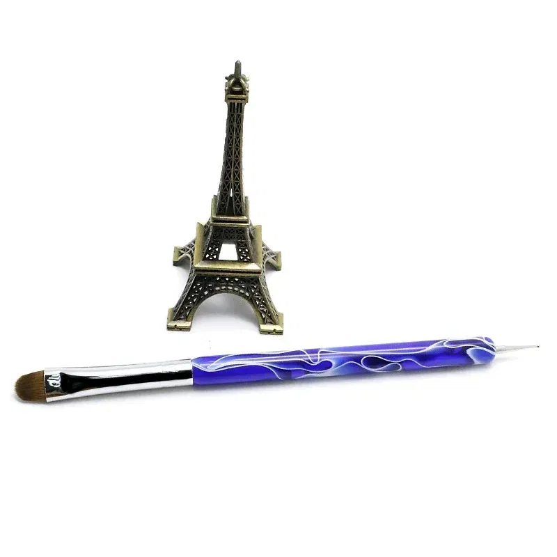 Color: multi - TIANMI Kolinsky French Nail Art Brush Dual End Nail Art Dotting Pen Acrylic Drawing Rhinestone UV Gel Painting Manicure Tool