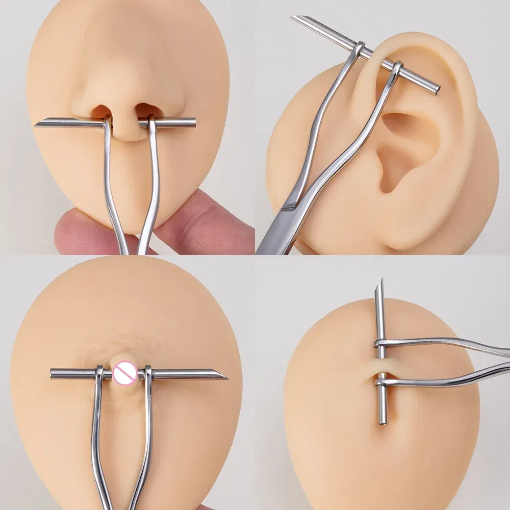 Metal color: SILVER PLATED - Surgical Steel Pliers Body Piercing Tool Forceps Needle Pipe Clamp Tweezers Open Close CBR Ring Plier Ear Belly Nose Pierc Tools