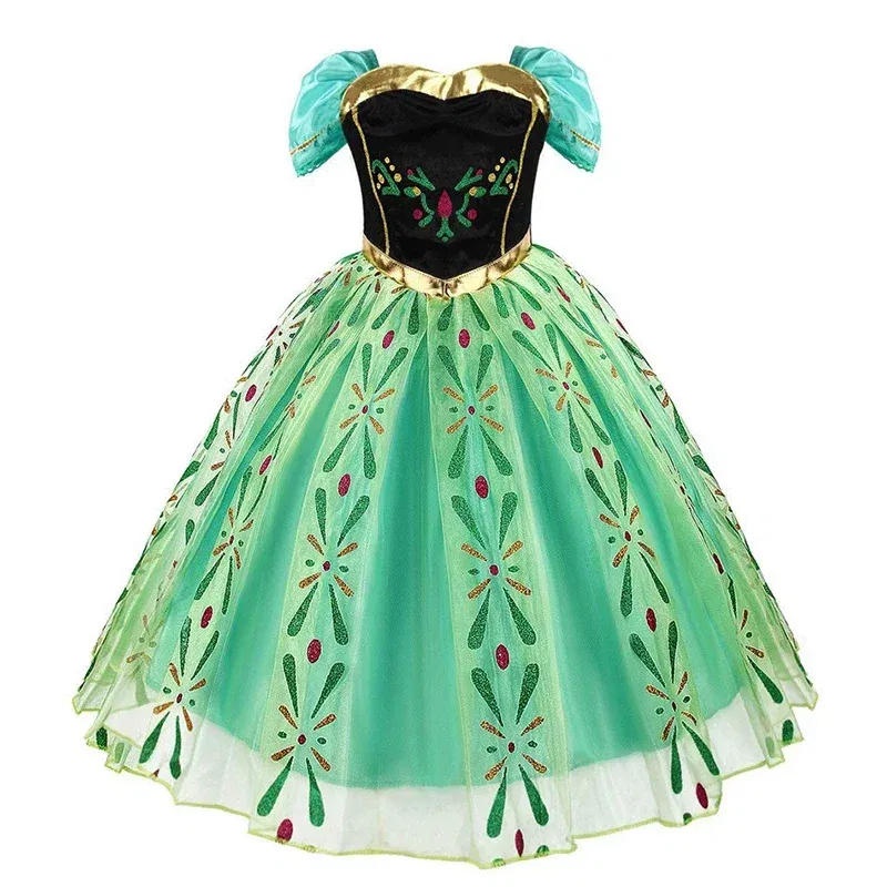 Kid Size: 9, Color: SKY BLUE - Disney Kids Cosplay Elsa Anna Princess Dress Girls Mesh Ball Gown Halloween Carnival Birthday Clothes  Snow Queen Frozen Costume