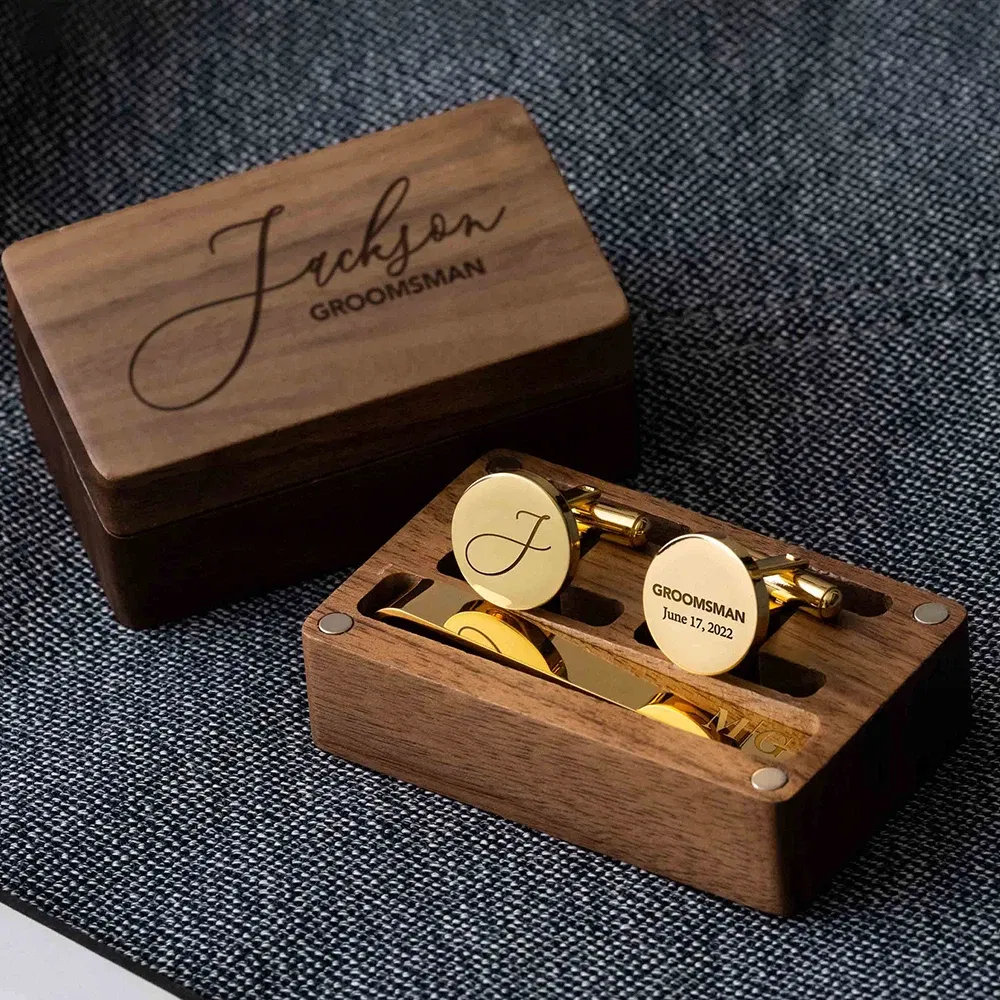 Color: MINT GREEN, Size: L - Custom Metal Cufflinks Tie Clip & Rectangle Gift Box Engraved Gift for Dad and Groomsmen Personalized Best Man Cufflinks Set