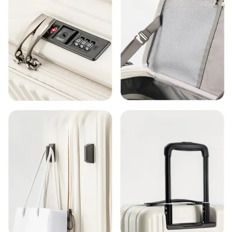 Color: Blue, Luggage Size: 13Inches 325mm, Ships From: CHINA - 2025 New 20-inch PC Hard Shell Lightweight Roller Travel Expandable Multifunctional Front Opening Suitcase Cabin Trolley Case