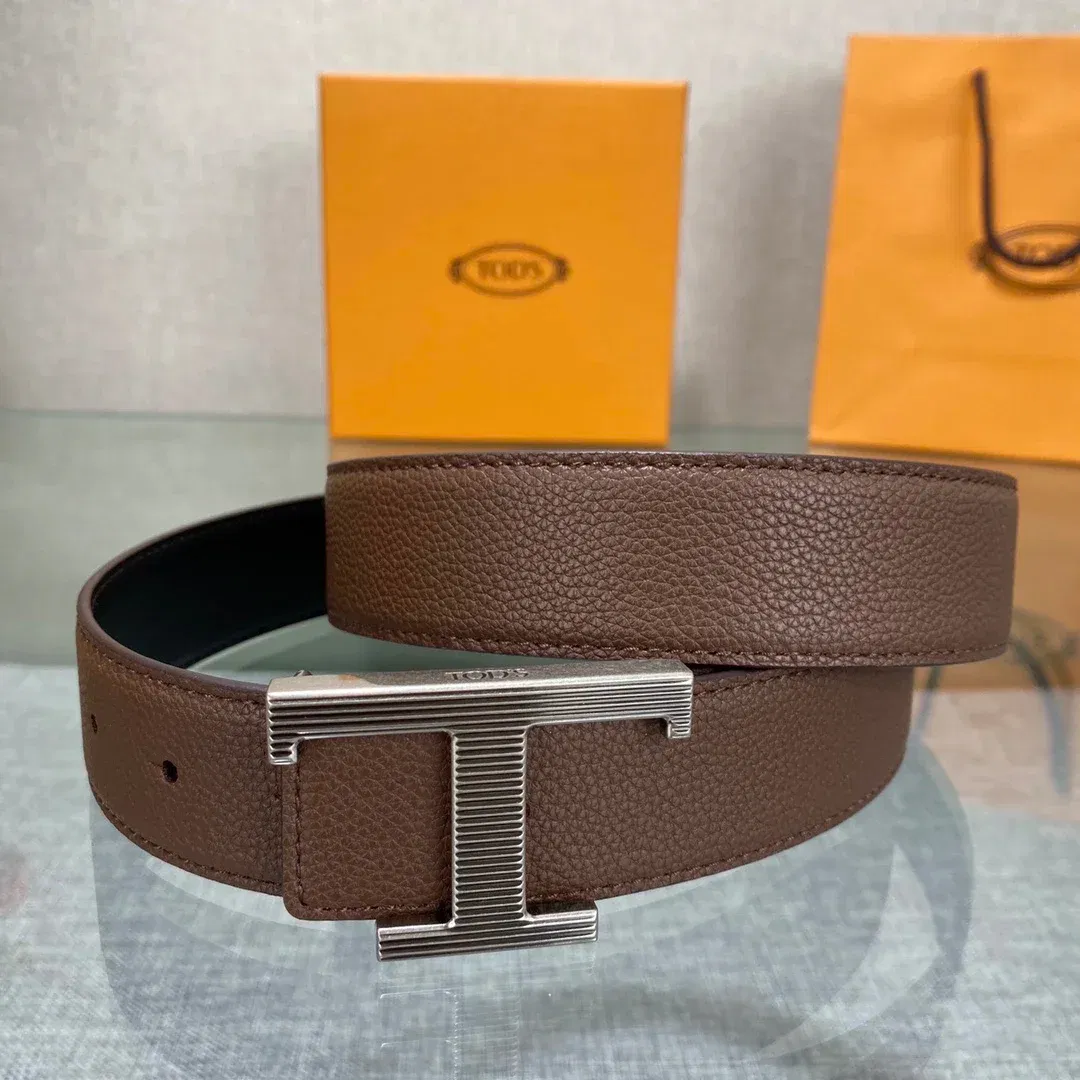 Color: Orange, Belt Length: 90cm - New Style Leather Belt for Men and Women, Classic Cowhide T Buckle Design Belt, Light Luxury, Classic and Versatile Gift