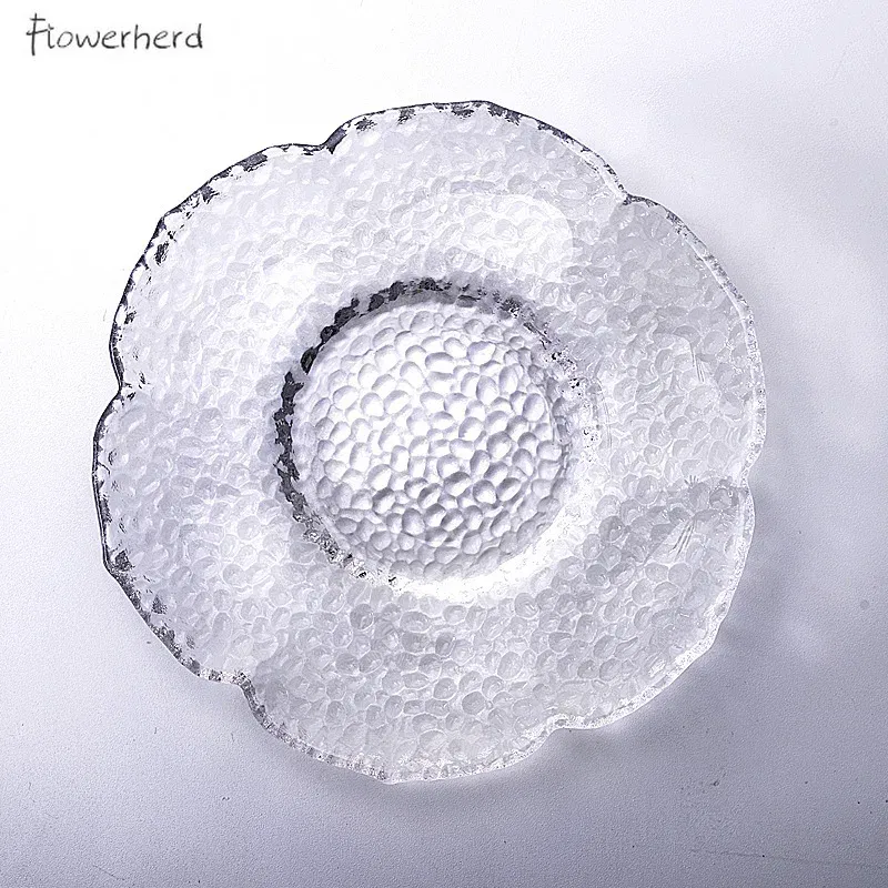 Color: Burgundy - Japanese Style Round Insulated Glass Tea Mat Saucer Teaware Creative Kung Fu Tea Set Cup Holder Phnom Penh Saucer
