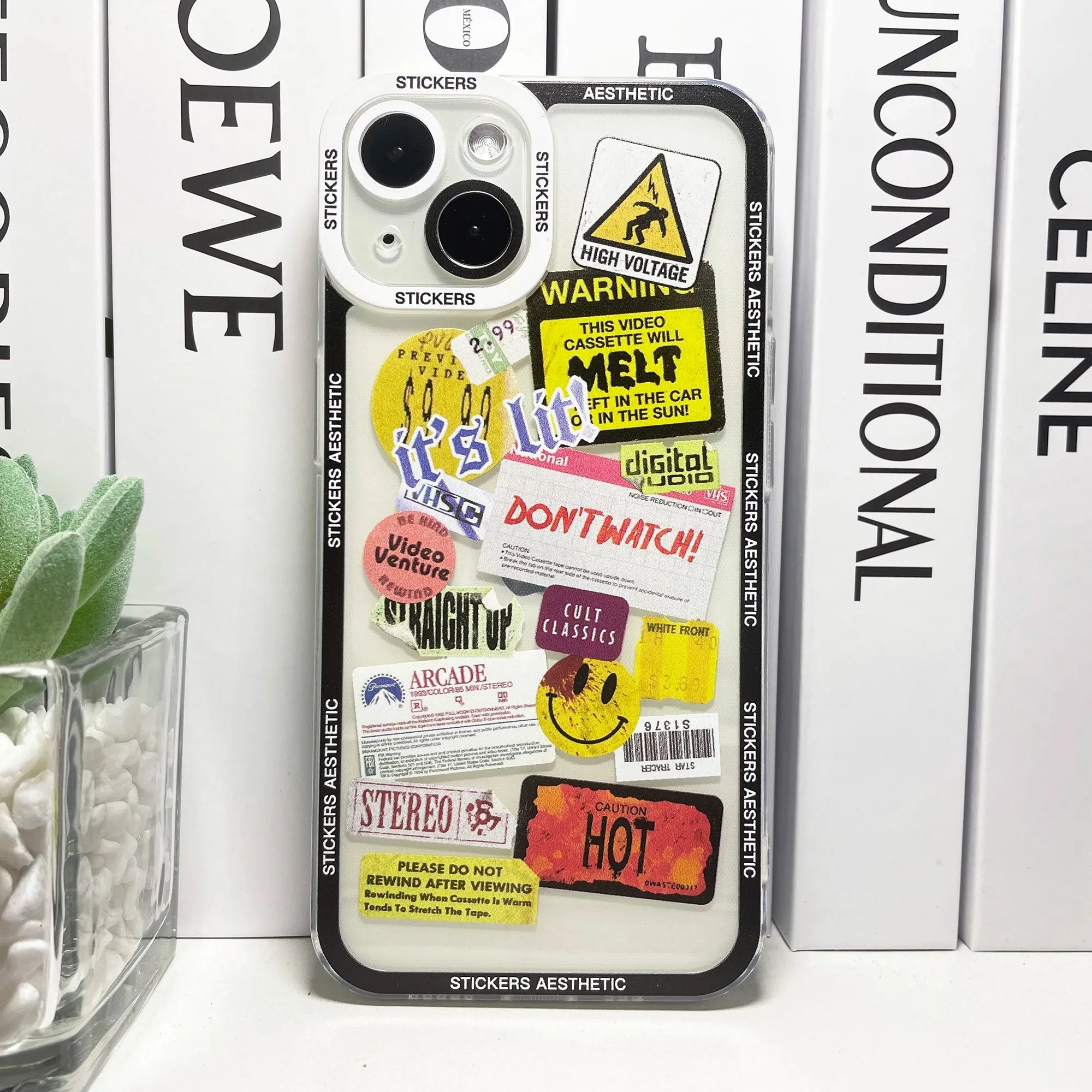 Color: SKY BLUE, Material: PP - Mix Labels Collage Stickers Aesthetic Phone Case For Samsung Galaxy S10 S20 S21 S22 S23 S24 FE Plus Ultra Note 20