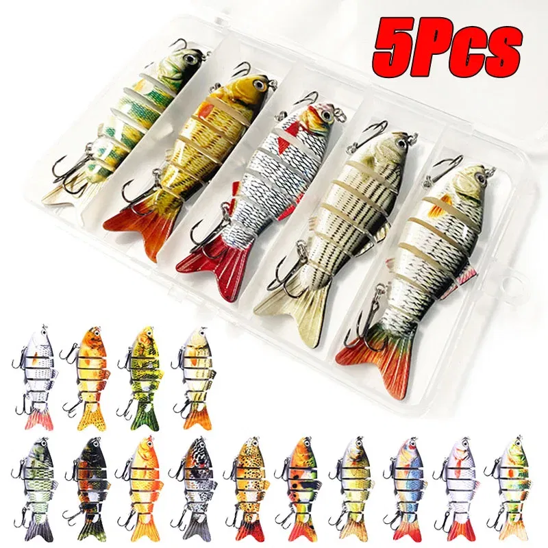 Color: Red, Size: 40mm - 6 Segment Multi Jointed Fishing Lure Sinking 10cm/17.5g Swimbait Artificial Wobblers Crankbait Hard Bait Pesca Tackle 5/3/1Pcs