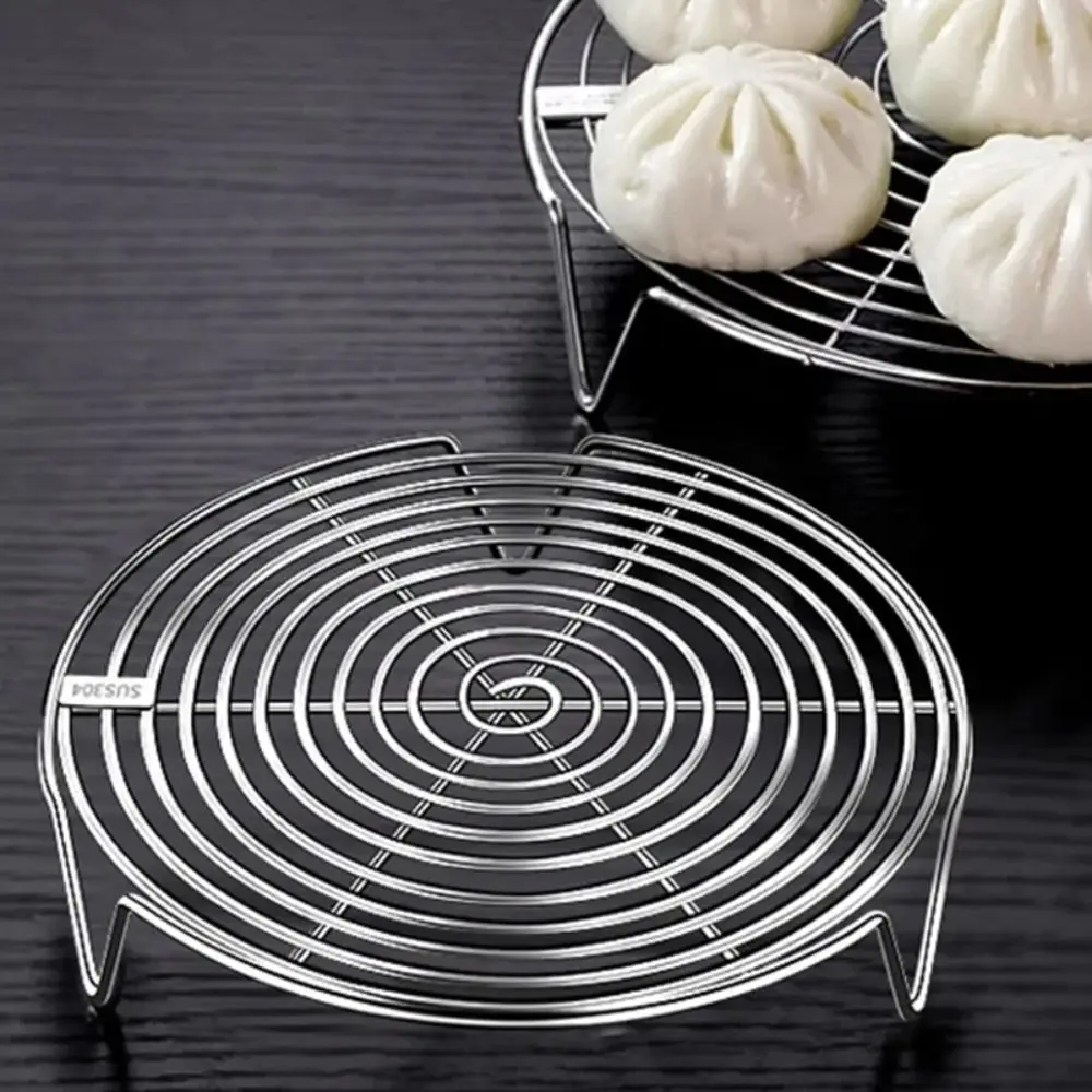 Color: light yellow - 304 Stainless Steel Steamer Rack Multifunction Pot Steaming Tray Dumplings Eggs Grill Stand Kitchen Tableware Cooking Utensils