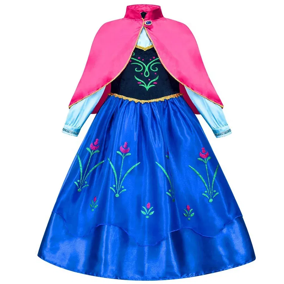 Kid Size: 14, Color: Chocolate - Disney Frozen Elsa Anna Princess Dresses Girls Mesh Sequin Dress Kids Cosplay Snow Queen Costumes Carnival Birthday Party Gowns