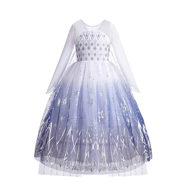 Kid Size: 14, Color: Chocolate - Disney Frozen Elsa Anna Princess Dresses Girls Mesh Sequin Dress Kids Cosplay Snow Queen Costumes Carnival Birthday Party Gowns