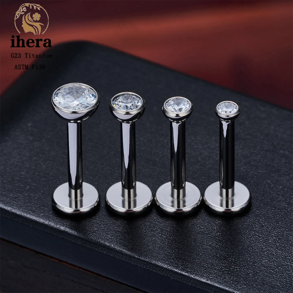 Metal color: SILVER PLATED, Ships From: CHINA, Main Stone Color: GRAY - 10PCS G23 Titanium Labret Piercing Lip Ring 16G F136 Internal Thread Nose Stud Earring Tragus Helix Cartilage Piercing Jewelry