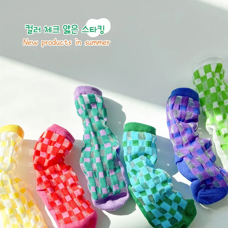 Color: Sky blue, Size: 7-9T - Boys Summer Socks Girls Thin Socks Trendy Pattern Crew Socks Children Socks 3 Pairs