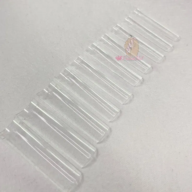 Color: GRAY - 500pcs Flat Square XXL Long Acrylic Nail Tips Flatter Straight Non C Curve Half Cover False Nails Tip Manicure Tool