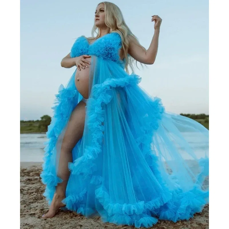 Color: Lavender, Maternity Size: XL, Ships From: CHINA - Tulle Long Maternity Dress Photoshoot  п?»?°?‚ь?µ  photography dresses baby shower dresses for pregnant woman  п?»?°?‚ь?µ д?»я ?±?&micr