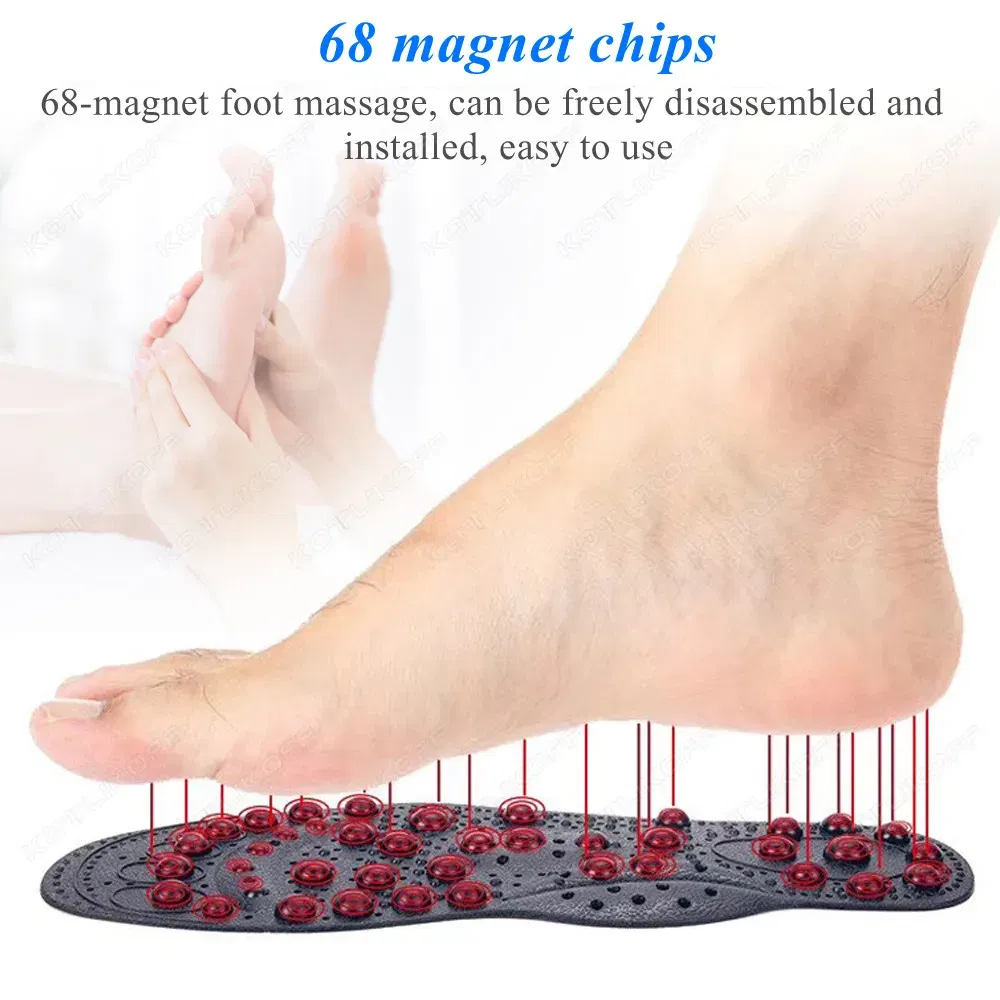 Color: Gold, Shoe Size: 0.5 - Magnetic Therapy Massage Insoles For Shoes Foot Acupressure Enhanced Magnetic Insole Point Therapy Feet Body Detox Insert Pads