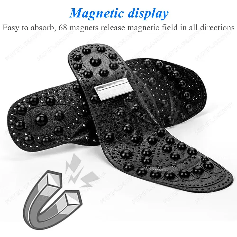 Color: Gold, Shoe Size: 0.5 - Magnetic Therapy Massage Insoles For Shoes Foot Acupressure Enhanced Magnetic Insole Point Therapy Feet Body Detox Insert Pads