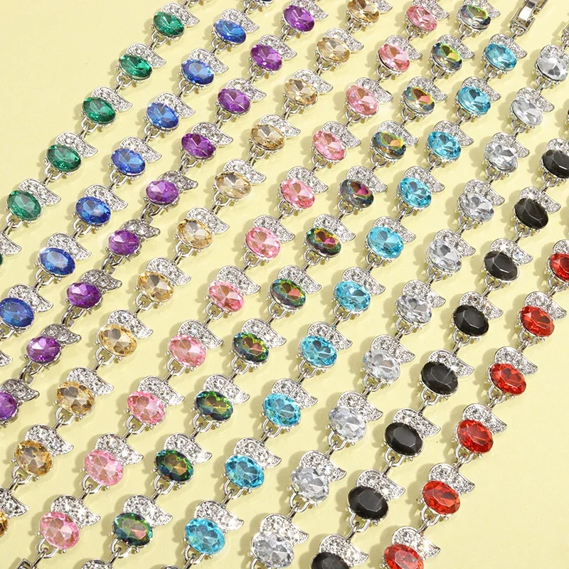 Metal Color: Gold-color - Fashion Exquisite Color Crystal Inlaid Ladies Charm Bracelet Engagement Wedding Jewelry