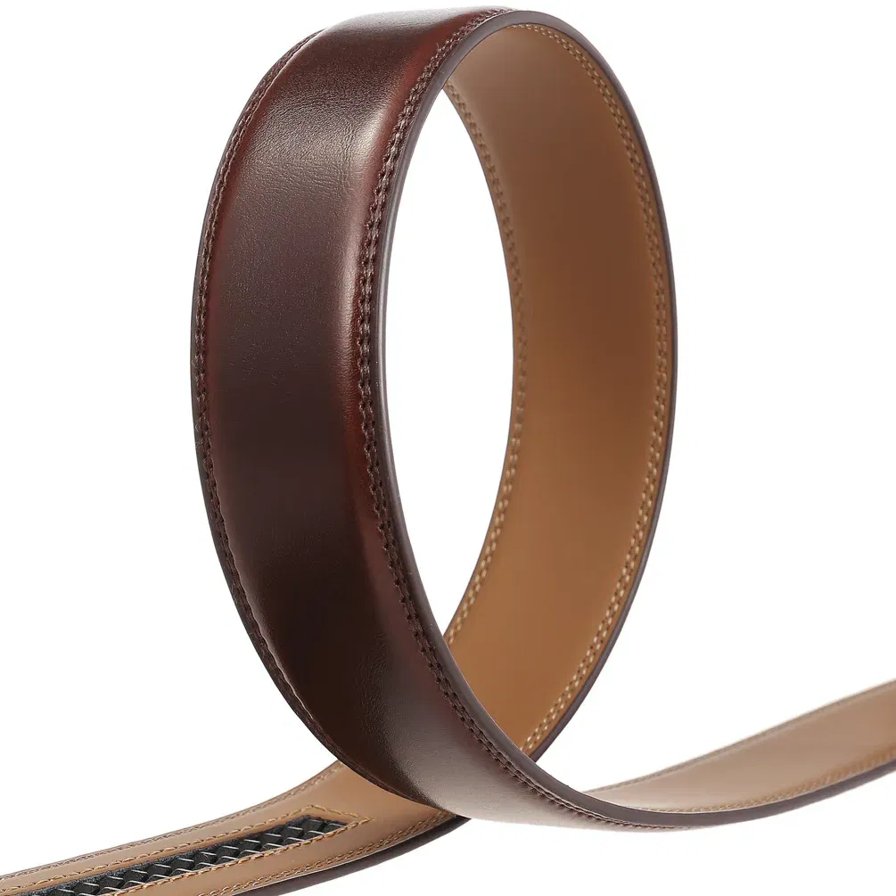 Color: GRAY, Belt Length: 90cm - 90-130cm Brand No Buckle 3.0cm Wide Genuine Leather Automatic Belt Body Strap Without Buckle Belts Men Good Quality No Holes