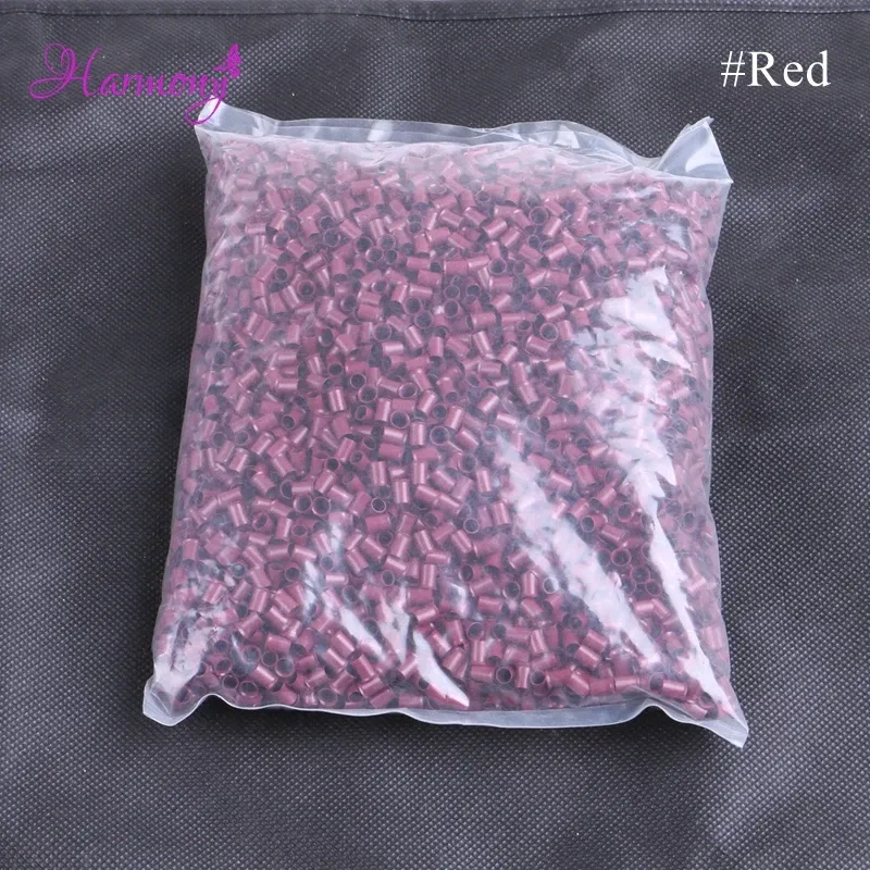 Color: Orange - 10000pcs/bag 4.0*3.6*6.0mm Copper Flared Flaring Micro Rings Tube Euro Locks for feather human hair extensions tools accessories
