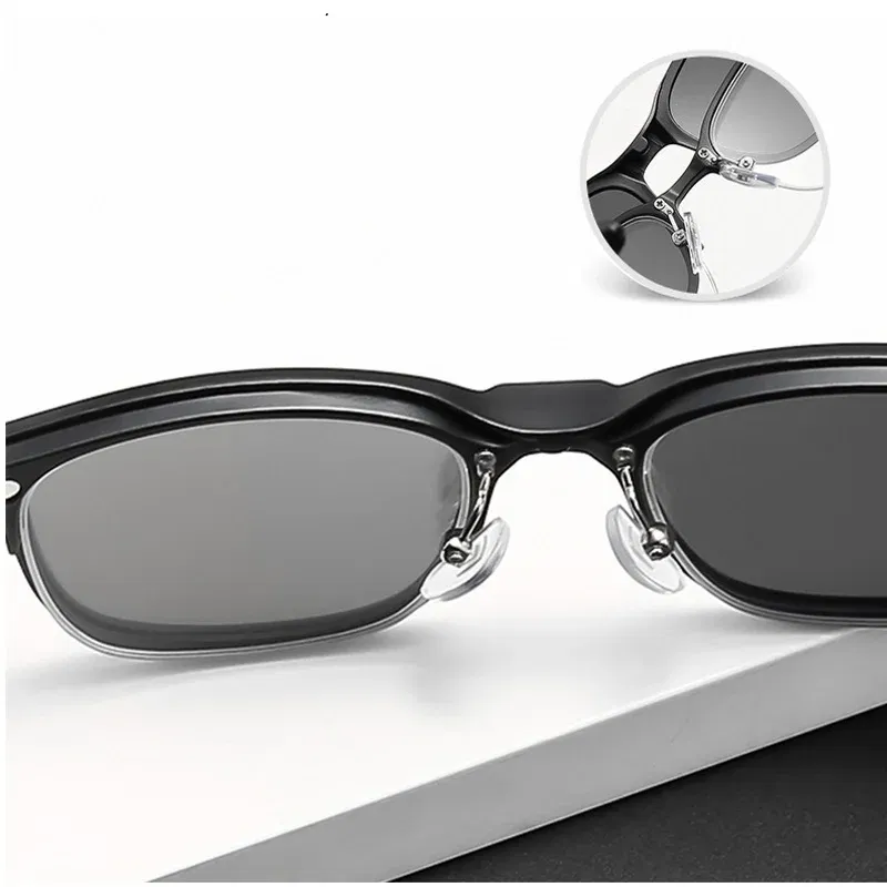 Lenses Color: Silver, Ships From: CHINA, Frame Color: WHITE - 6 In 1 Magnetic Clip Sunglasses And Prescription Glasses Frame Men Women Polarized or Night Vision Lenses PC or TR90 Frame 2333