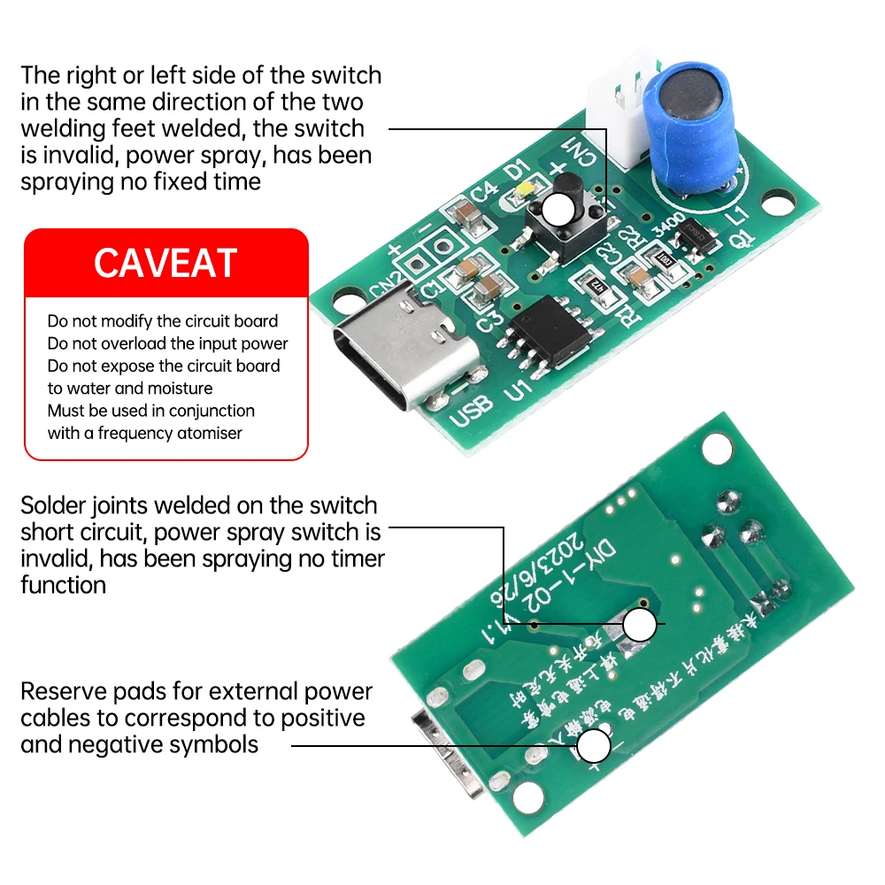 Bundle: Bundle3 - DC5V Ultrasonic Spray Humidifier Electronic Atomization Module Set Universal Humidification Module TYPE-C