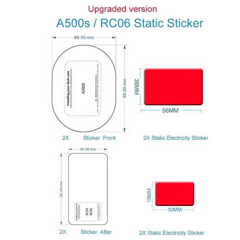 Color Name: green - For 70mai Dash Cam Pro plus + A500S LIE2 A200 Dash Cam Film and Static Stickers for 70mai A500S / LIE2  A200 Dash Cam Mount