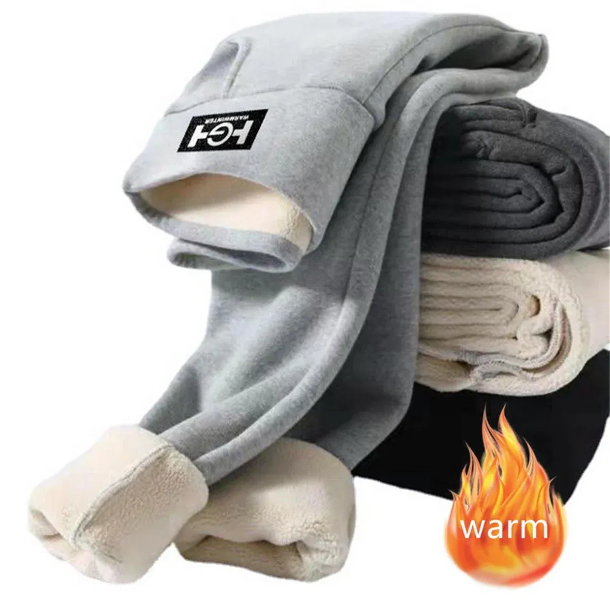 Color: black, Size: S - Winter Women Leggings Solid Warm Leggings Thicken Lambwool Hight Waist Fleece Keep Butt Lift High Stretchy Walking Pants Pocket