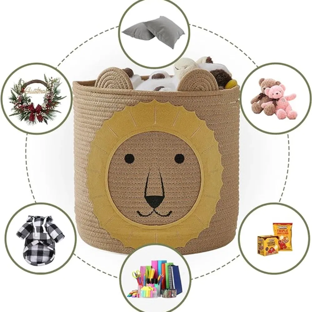 Color: Chocolate - Cartoon Storage Basket Washable Dirty Clothes Basket Foldable Children's Toy Clothes Storage Bucket Home Storage Laundry Basket