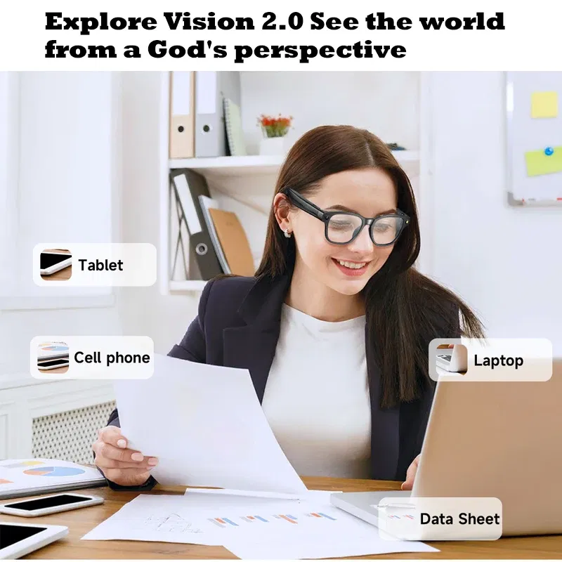 Color Name: black - Smart Glasses With 8M HD camera 1200P anti-shake HD video AI intelligent voice assistant Real-time translation Object recognion