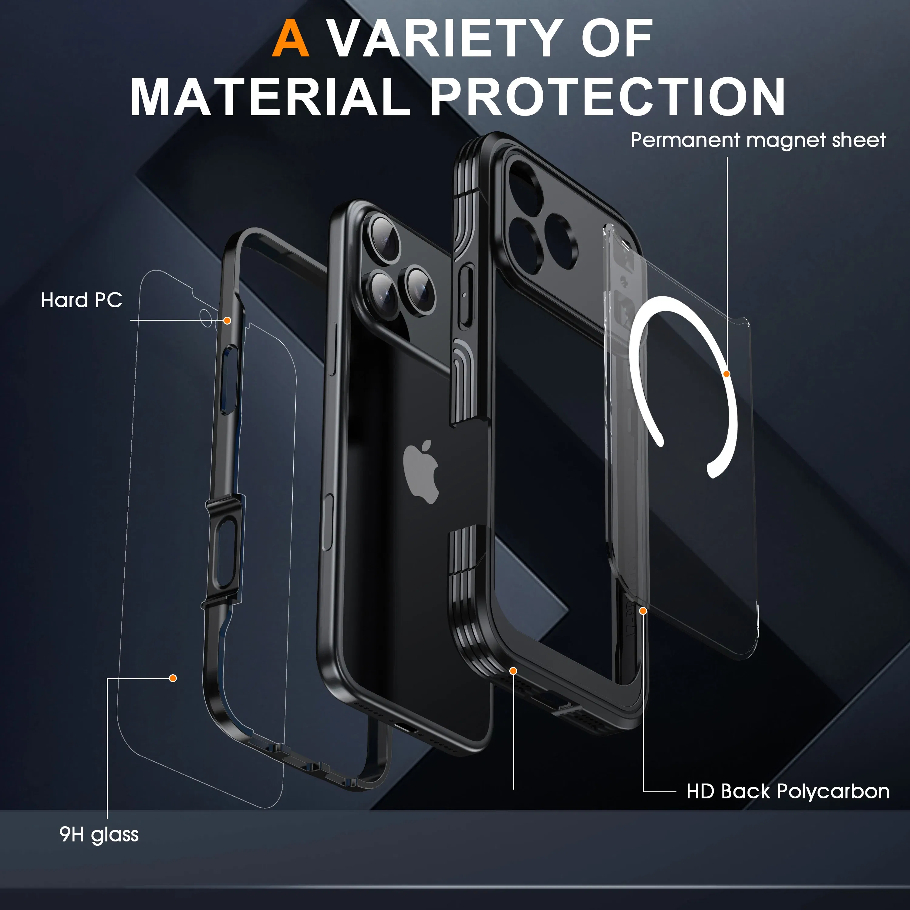 Color: black, Compatibility by Model: iPhone17 Pro Max - Shellbox-For iPhone17promax/17Air phone case, drop-resistant, ultra-thin transparent magnetic, scratch-resistant and wear-resist