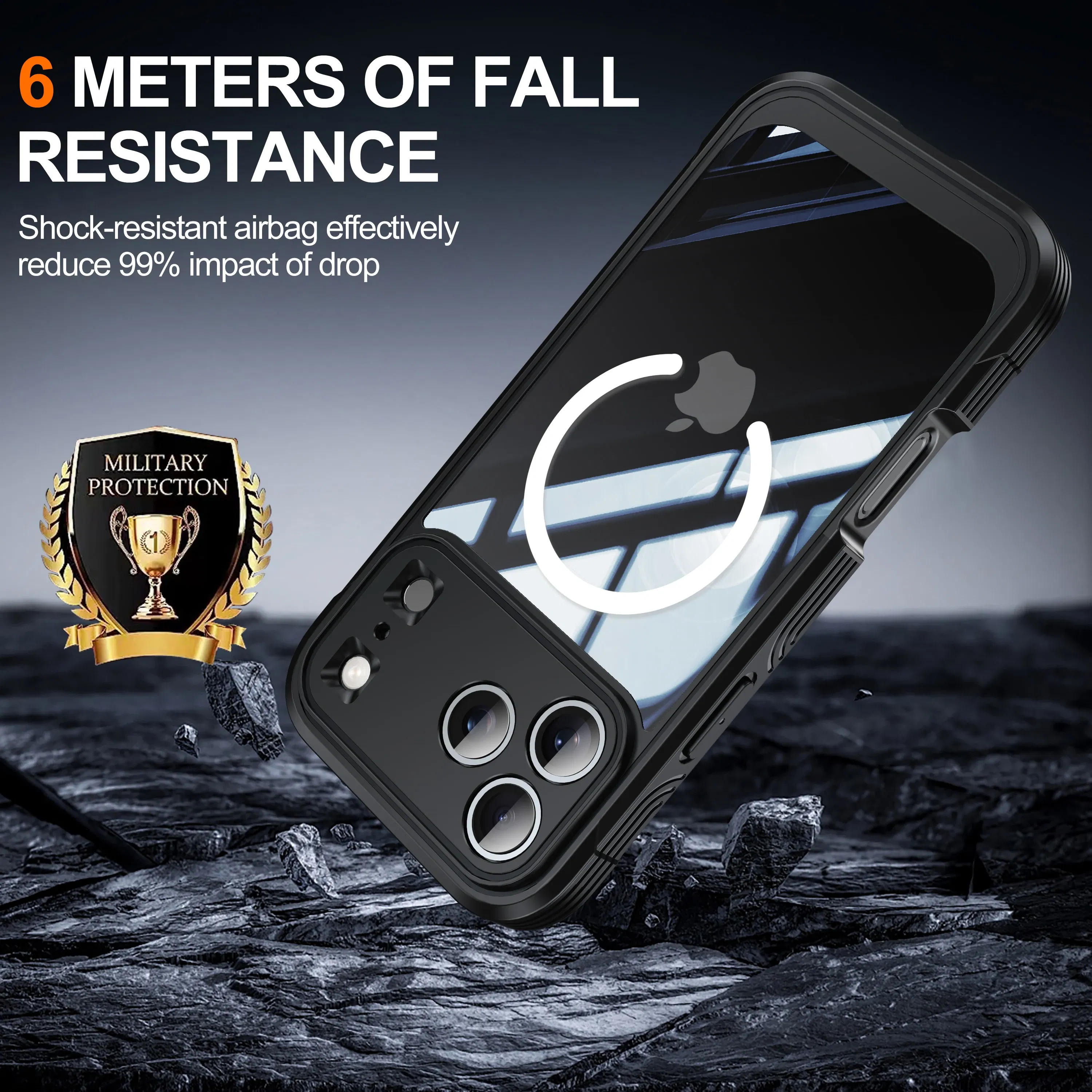 Color: black, Compatibility by Model: iPhone17 Pro Max - Shellbox-For iPhone17promax/17Air phone case, drop-resistant, ultra-thin transparent magnetic, scratch-resistant and wear-resist