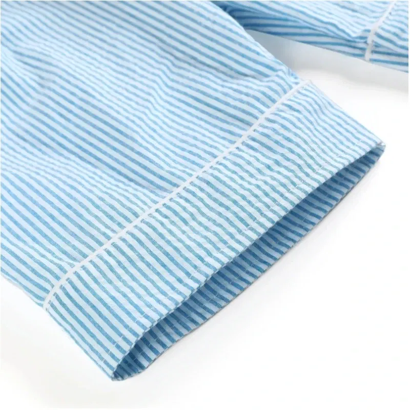 Color: black, Ships From: CHINA, Kid Size: 24M - Ruffkids 100% Cotton Summer Kids Pajamas Sleepwear Seersucker Striped Matching Pjs Boys Clothes Loungewear Girls Pyjamas Set