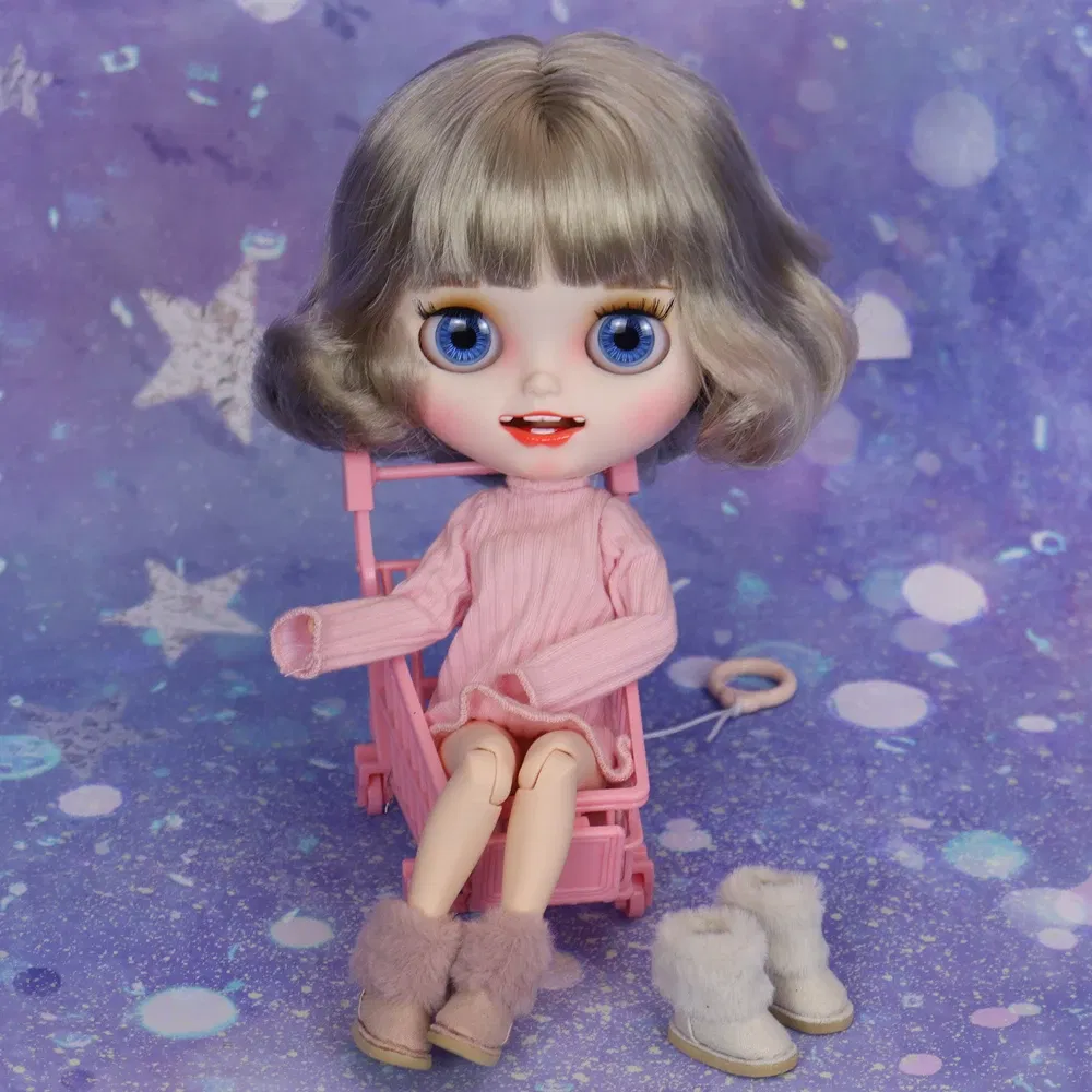 Color: WHITE - Shoes For Blyth Doll Warm Snow Boot With Fur Suitable For Rubber and Joint body
