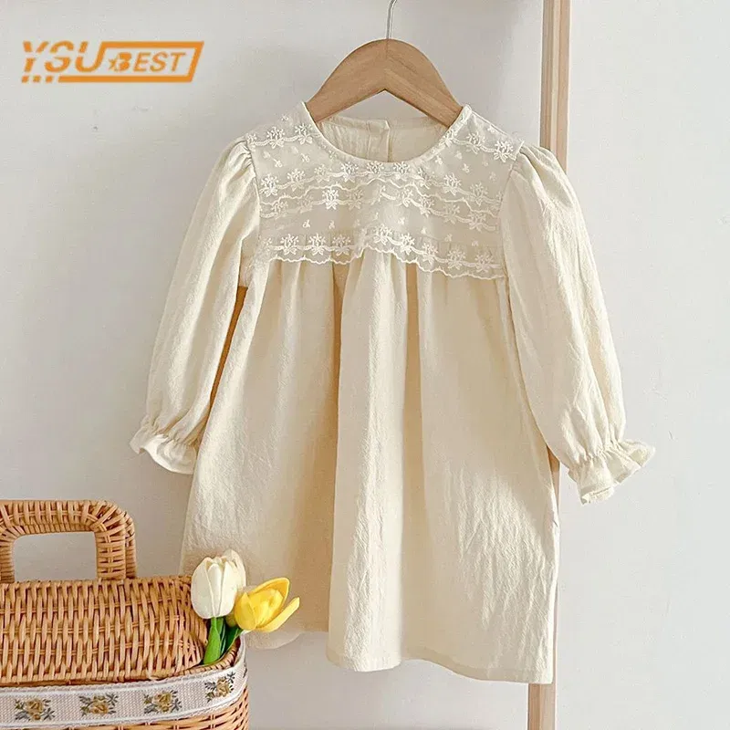 Color: Lavender, Kid Size: 4T - Spring Autumn Kids Baby Girls Long Sleeve Sweet Lace Princess Dress New Kids Baby Girls Dress Children Clothes Dress