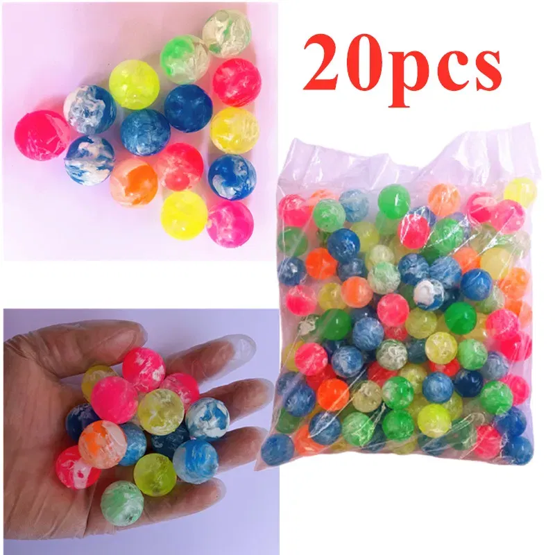 Color: Black - 20Pcs/lot Rubber 19mm Cloud Bouncy Balls Funny Toy Jumping Balls Mini Neon Swirl Bouncing Balls Kids Sports Toy Balls Cat Toy