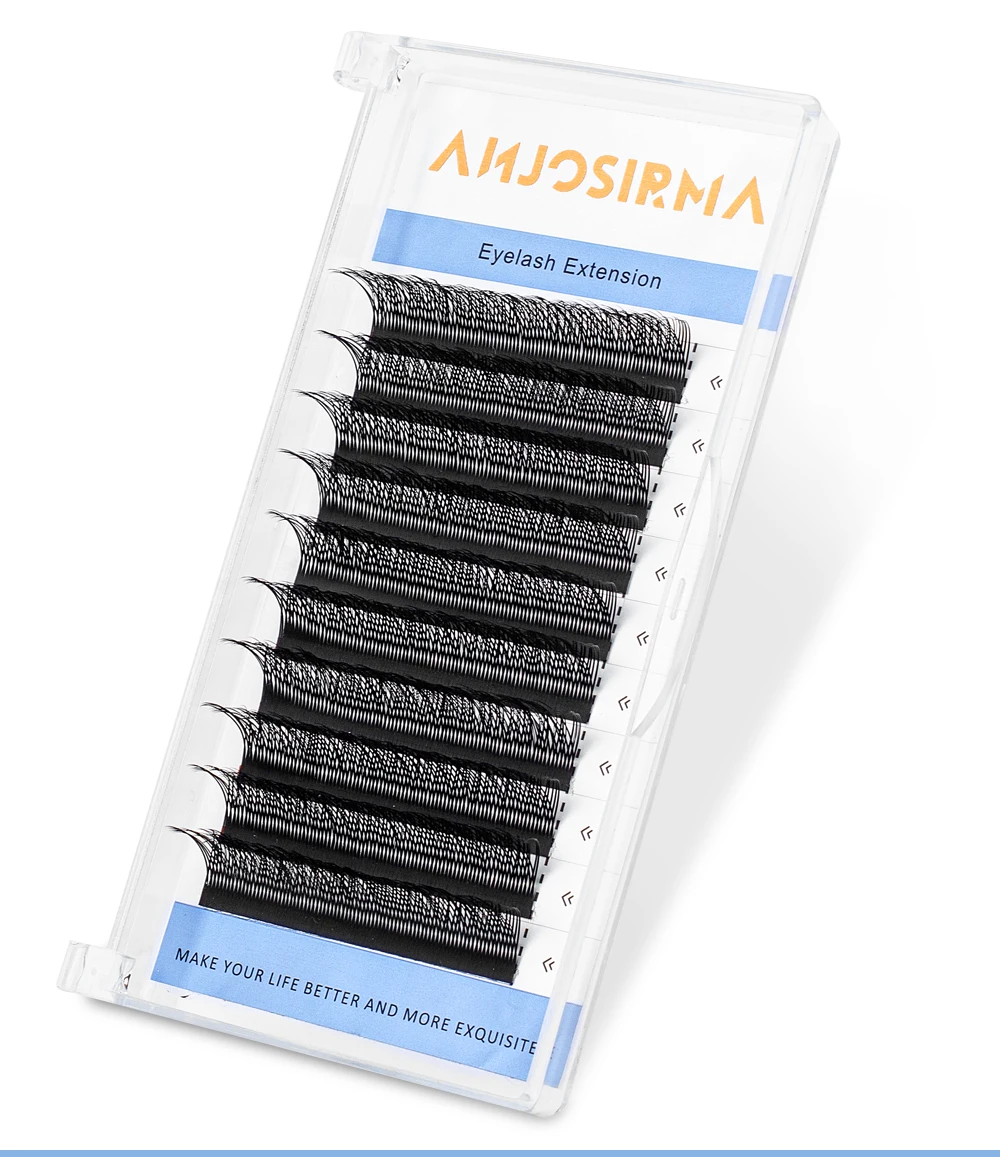 Curl: D, Length: 9mm - ANJOSIRMA YY Shaped Eyelash Extension, 3 Split Tips, Soft BASF Lash,  Hand Made Curl, High Quality, 3D，0.07 makeup eyelashes