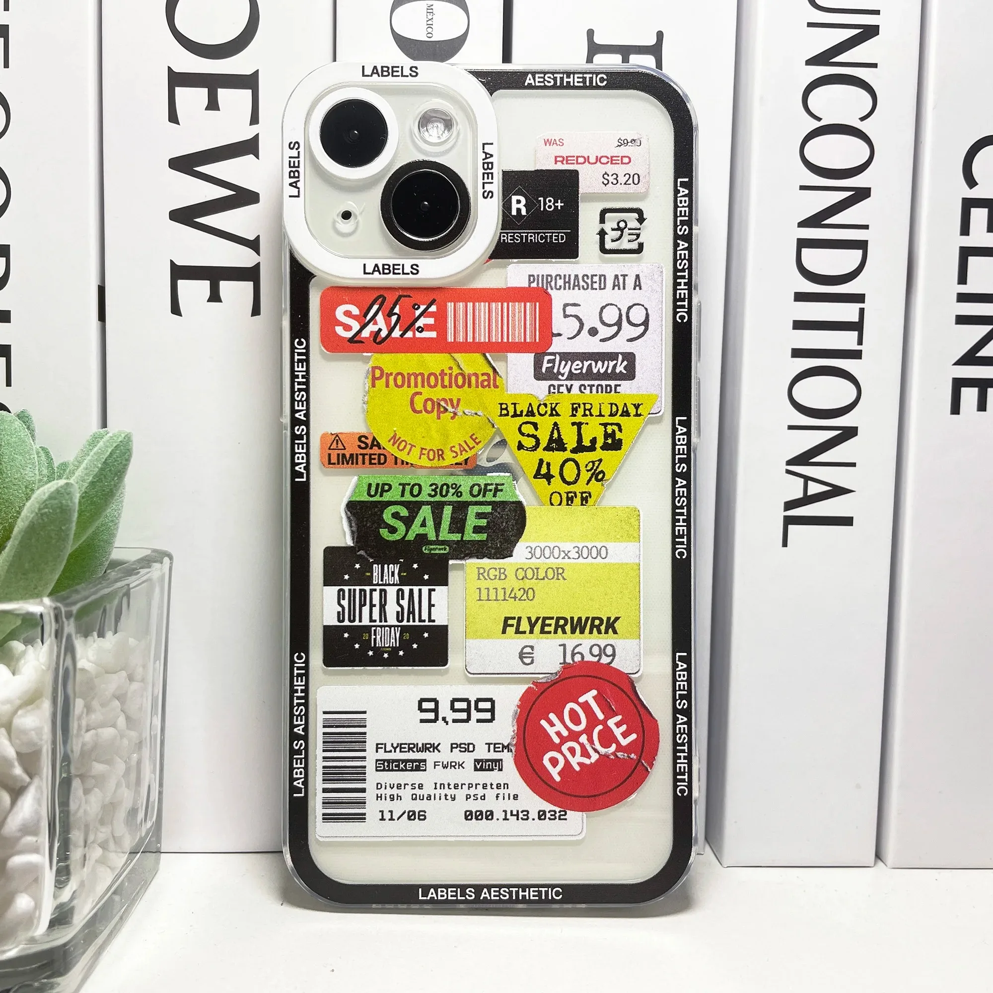 Color: Brown, Material: ABS - Mix Labels Collage Stickers Aesthetic Phone Case For Samsung Galaxy S10 S20 S21 S22 S23 S24 FE Plus Ultra Note 20