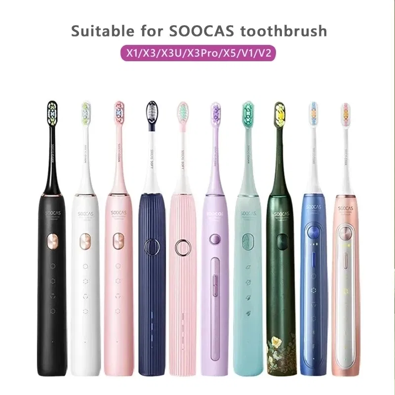 Color: Green - Replacement Brush Head For Xiaomi Electric Sonic Toothbrush Soocas X5 X3 X1 X3U SOOCARE Soft Dupont Bristle Replaceable Heads