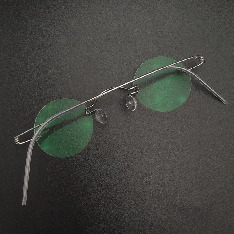 Frame Color: GRAY, Ships From: CHINA - Handmade glasses custom retro frameless small round men and women myopia prescription reading glasses screwless eyewear