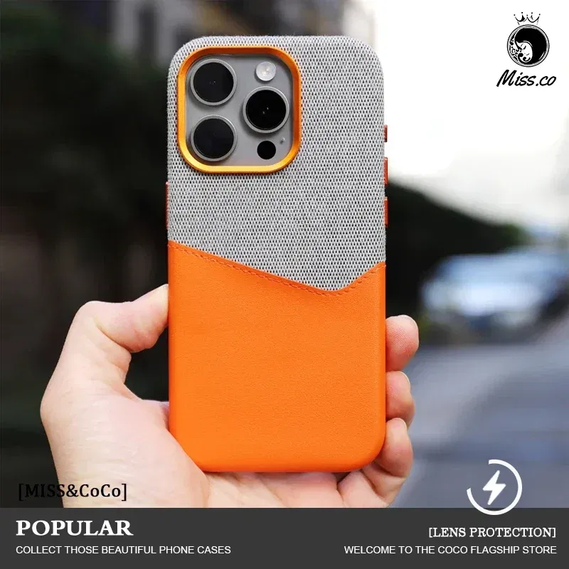 Color: Clear, Material: Microfiber - Card Holder MagSafe Leather Phone Case For iPhone 14 16 Pro Max 13 15 Pro 12 Pocket Wireless Charging Alloy Lens Hit Color Cover
