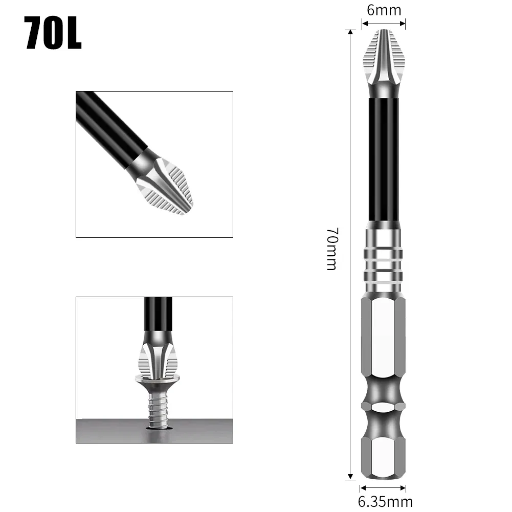 Color: Silver - K5 Non-slip High Hardness Bit S2 Strong Magnetic 5A Black Non-slip Cross Head Electric Drill Electric Screwdriver Bit