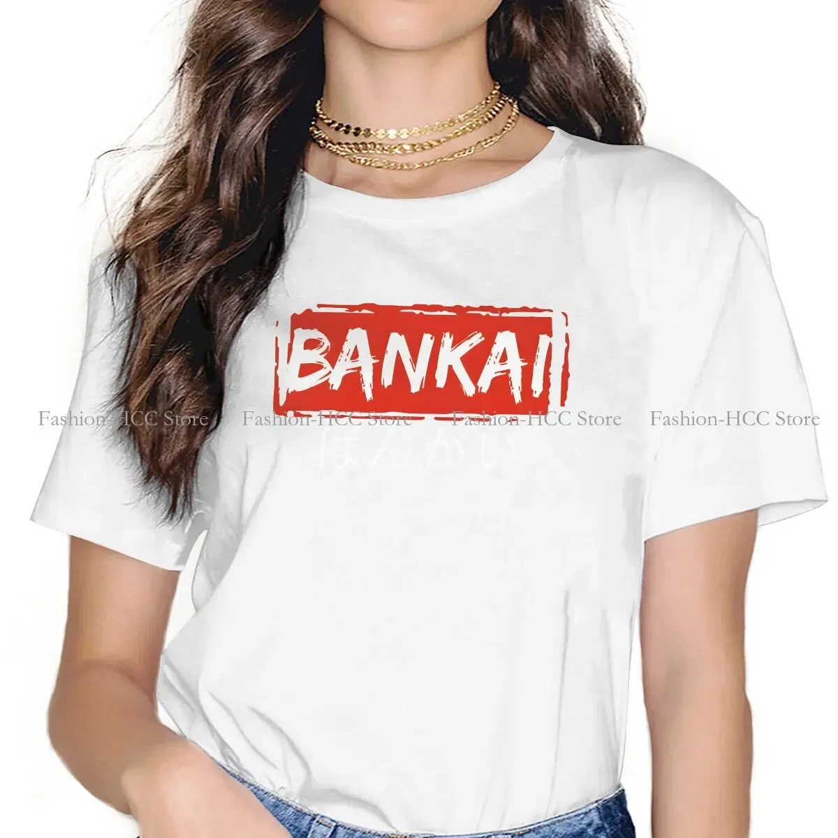 Color: WHITE, Size: XXXL - Essential Round Collar Polyester TShirt Bleach Cartoon Anime Original T Shirt Women Clothes