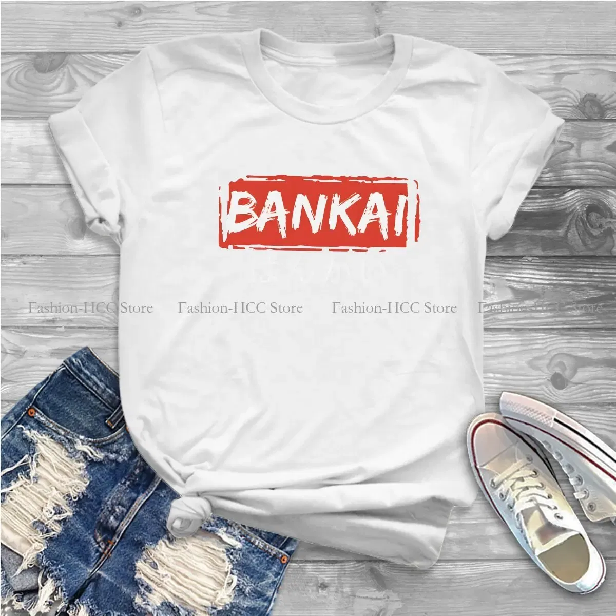 Color: WHITE, Size: XXXL - Essential Round Collar Polyester TShirt Bleach Cartoon Anime Original T Shirt Women Clothes